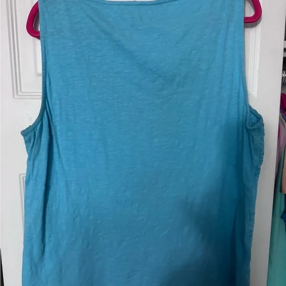 Talbots Turquoise and Fuchsia Cotton Top - XL - Picture 4 of 4